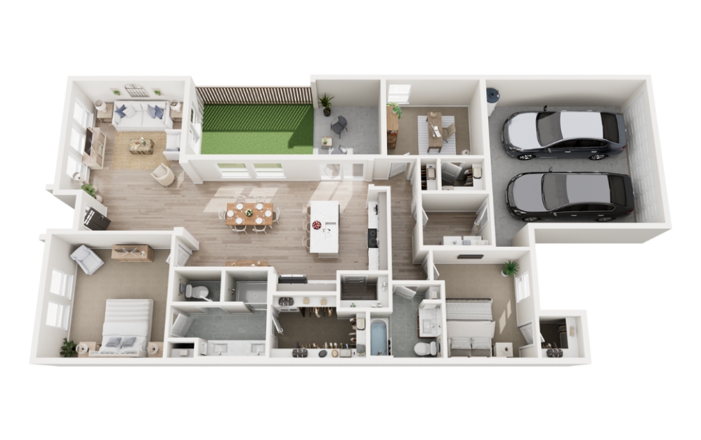 Marfa - 3 bedroom floorplan layout with 2 bathrooms and 1608 square feet