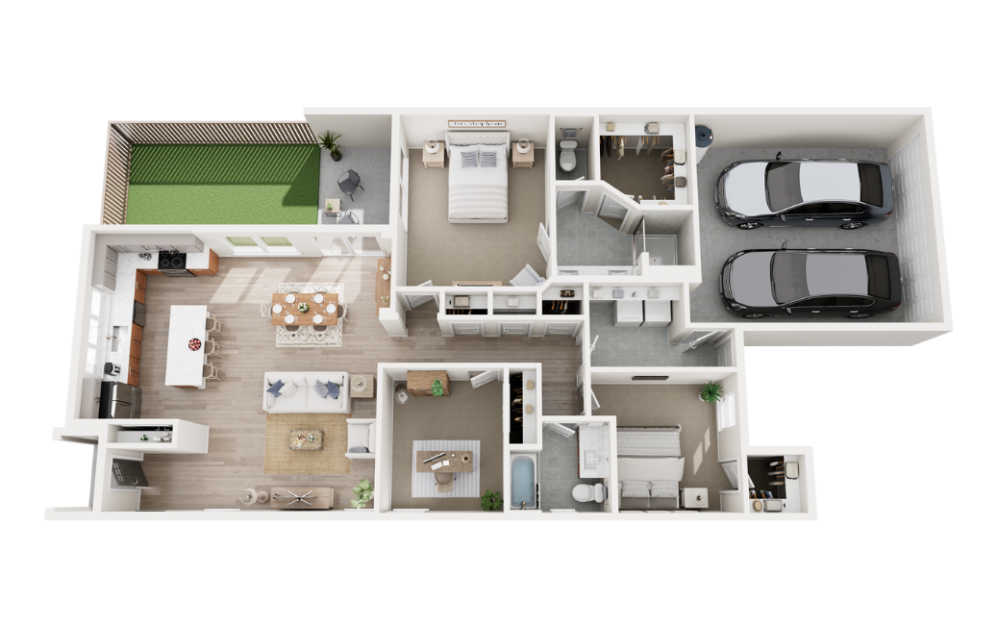 Mason - 3 bedroom floorplan layout with 2 bathrooms and 1556 square feet