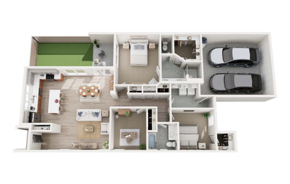 Mason - 3 bedroom floorplan layout with 2 baths and 1556 square feet.